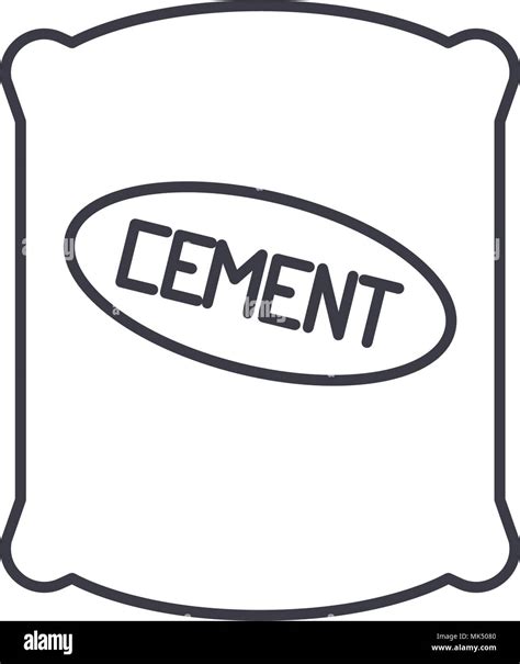 Cement Sack Vector Line Icon Sign Illustration On White Background