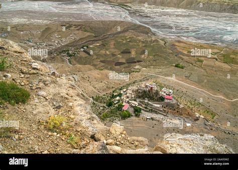 Kaza, Himachal Pradesh, India. Ancient Key Monastery flanked by the ...