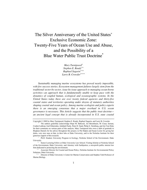 (PDF) The Silver Anniversary of the United States’ Exclusive Economic Zone: Twenty-Five Years of ...