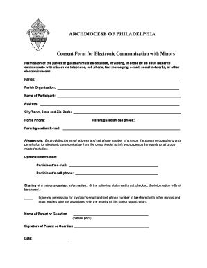 Fillable Online Archphila Consent Form Archdiocese Of Philadelphia