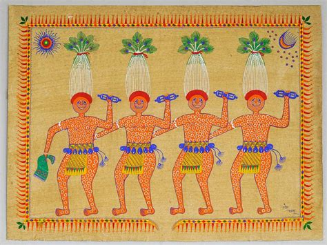 Pithora Painting of Dancers from Gujarat | Silk Road Gallery