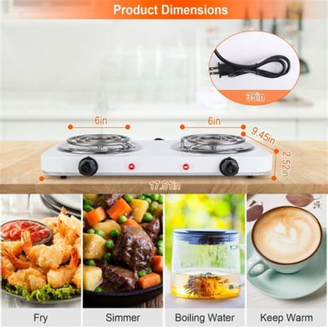 W Electric Double Burner Portable Coil Heating Hot Plate Stove Countertop Rv Hotplate Wi