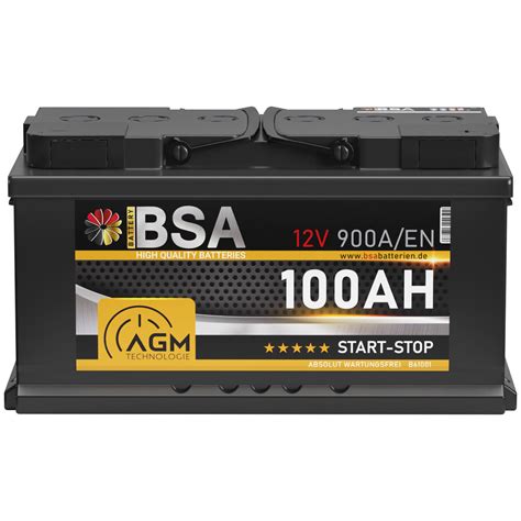 Bsa Agm Batterie V Ah A En Autobatterie Start Stop Vrla Ah