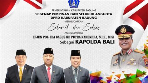 Ucapan Pimpinan Dan Anggota DPRD Badung Atas Dilantiknya Irjen Pol IB