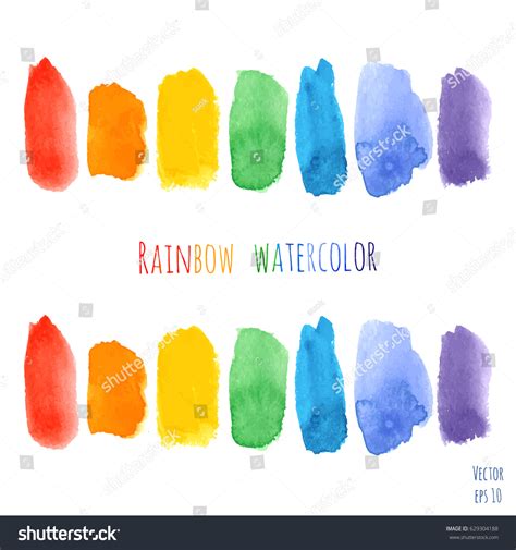 Vector Set Rainbow Watercolor Brush Strokes Stock Vector Royalty Free