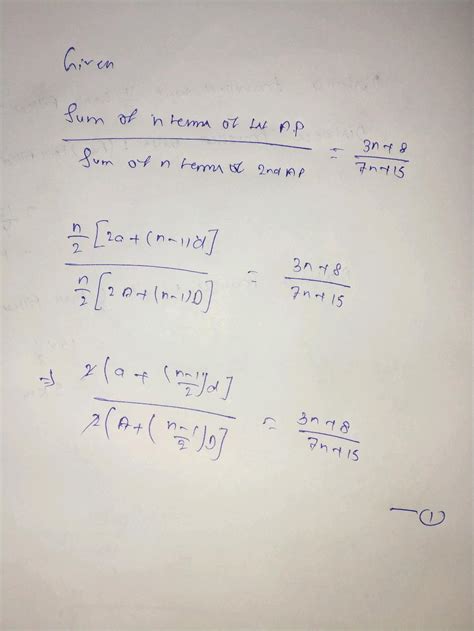 The Ratio Of The Sum Of First N Terms Of Two APs Is 7n 1 4n 27