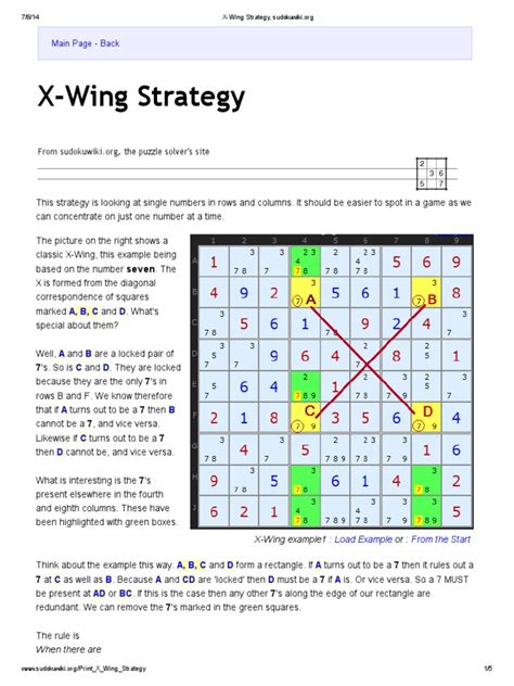 Sudoku X-Wing Strategy, Sudokuwiki | Download Free PDF | Teaching Mathematics