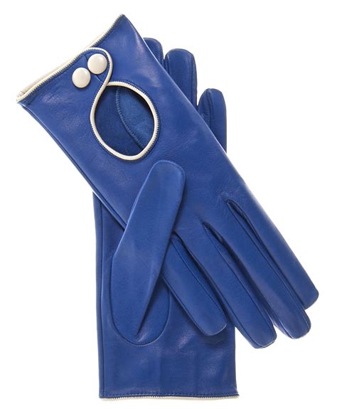 Womens Blue Leather Gloves Leather Gloves Online Blue And Navy