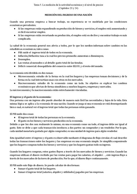 Tema 5. La medición de la actividad económica y el nivel de precios
