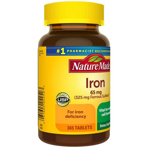 Nature Made Iron 65 Mg 325 Mg Ferrous Sulfate Tablets 365 Ct