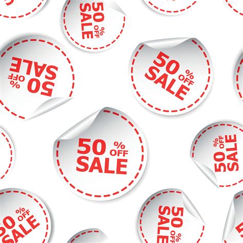 Sale 50 percent off sticker seamless pattern background icon. Business ...