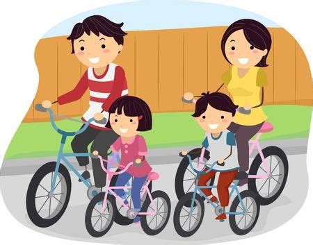 Ilustraci N Stickman De Una Familia A Dar Una Vuelta En Sus Bicicletas