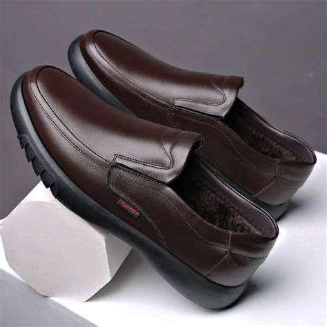 Men Pure Color Non Slip Slip On Casual Leather Shoes Men Shoes Men