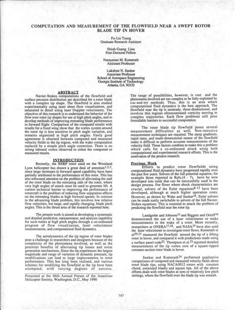 Computation And Measurement Of The Flowfield Near A Swept Rotor Blade