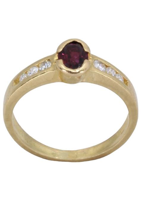 Bague Moderne Rubis Diamants Or K Occasion