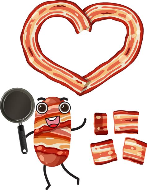 Bacon heart shaped with bacon cartoon character 13092550 Vector Art at ...