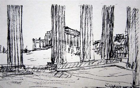 An Ink Drawing Of Some Tall Buildings