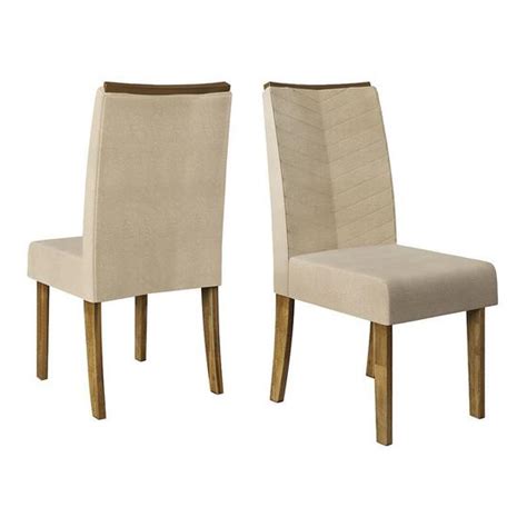 Conjunto Cadeiras Para Sala De Jantar Lucila Tronco Ripado Suede Nude Caqui Banana Bit DJ