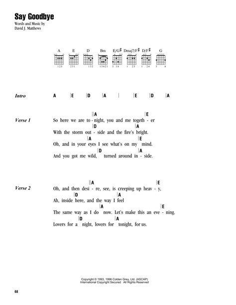 Say Goodbye By Dave Matthews Band Guitar Chordslyrics Guitar Instructor