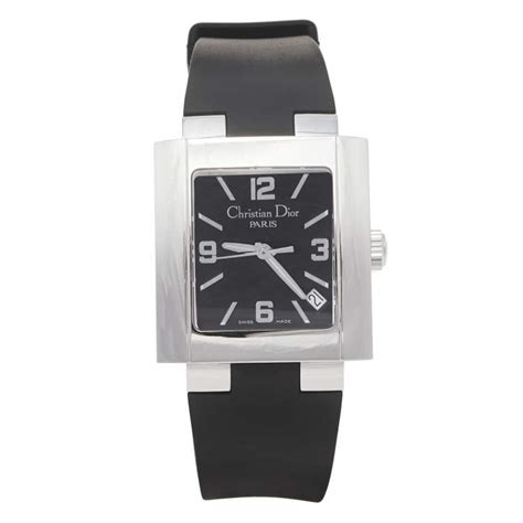 Christian Dior Black Stainless Steel Rubber Riva D101-100 Women's ...