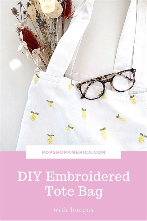 Diy Embroidered And Hand Sewn Tote Bag With Lemons