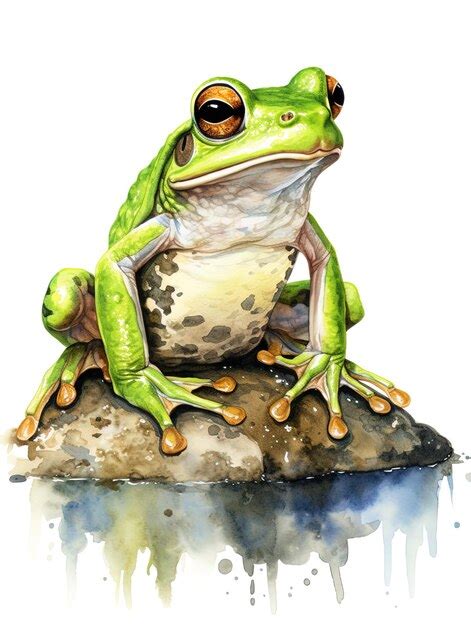 Premium Photo | A drawing of a frog with a water drop on it