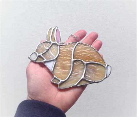 Rabbit Decor Window Decoration Stained Glass Bunny Rabbit Etsy