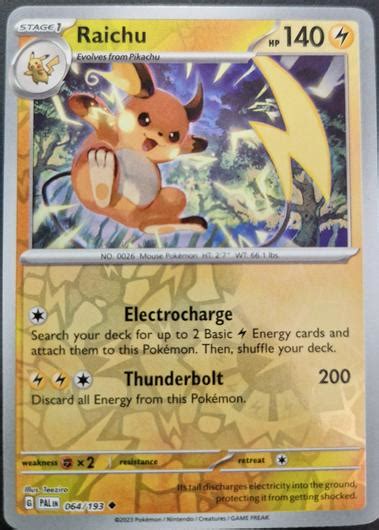 Raichu Reverse Holo Ungraded Pokemon Paldea Evolved