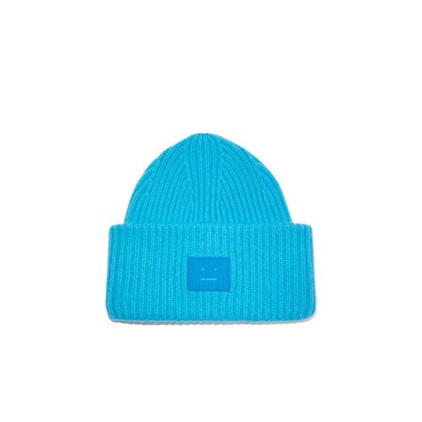 Acne Studios LARGE FACE LOGO BEANIE Sapphire Blue Beamhill