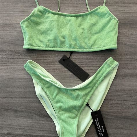 Triangl Green Lime Sparkle Bikini Set New Top Depop