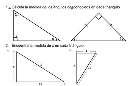 Calcula La Medida De Los Angulos Desconocidos En Cada Triangulo Para Images