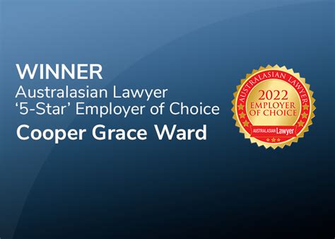 Cooper Grace Ward Recognised In Australasian Lawyers 5 Star Employer