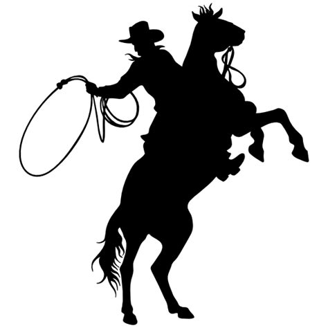 Cowboy Riding Horse Black And White