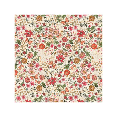 Tissu Cotton And Steel Collection Floral Abundance Shine Motif Fleurs