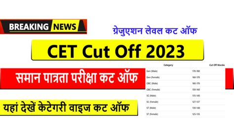 CET Graduation Level Cut Off 2023 Available Soon Government Jobs In