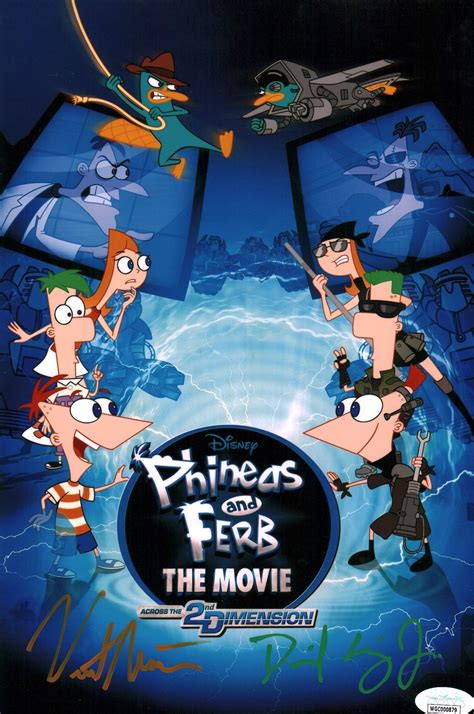 Phineas and Ferb The Movie 8x12 Cast x2 Errigo Martella Signed Photo J