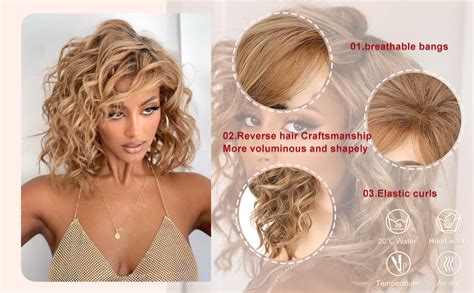 Inch Short Curly Wavy Bob Wig For Women Ombre Blonde Wavy