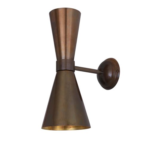 Amias Mid Century Double Brass Cone Wall Light Mullan Lighting