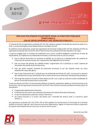 Calam O Appel A La Greve Interprofessionnelle Branche Services Publics