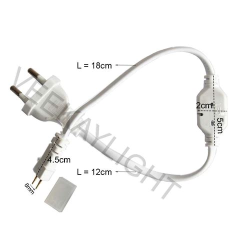 VEEKAYLIGHT Rope Light Adapters 220V 2 Pin 6mm Plugs For Flexible