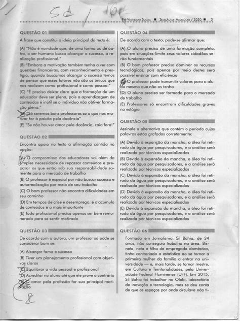 Prova Do Cederj - Prova Pré Vestibular Cederj 2 | PDF