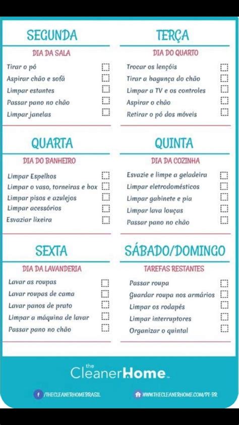 Dicas De Limpeza Semanal Listas De Limpeza Da Casa Listas De Limpeza Tarefas De Casa