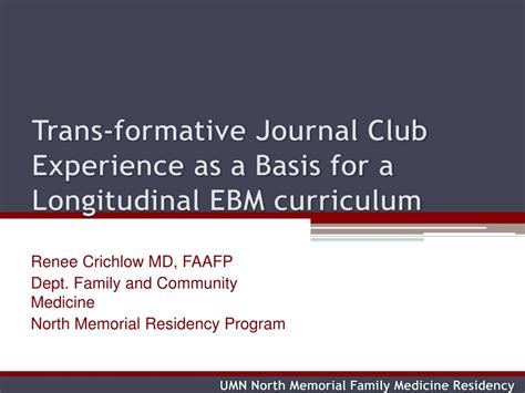 Ppt Trans Formative Journal Club Experience As A Basis For A