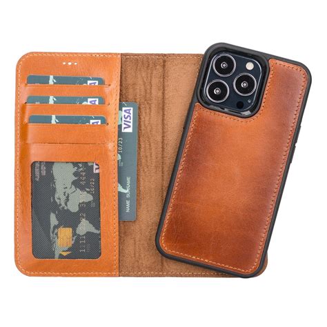 Leather iPhone 15 Pro Detachable Wallet Case - Bomonti