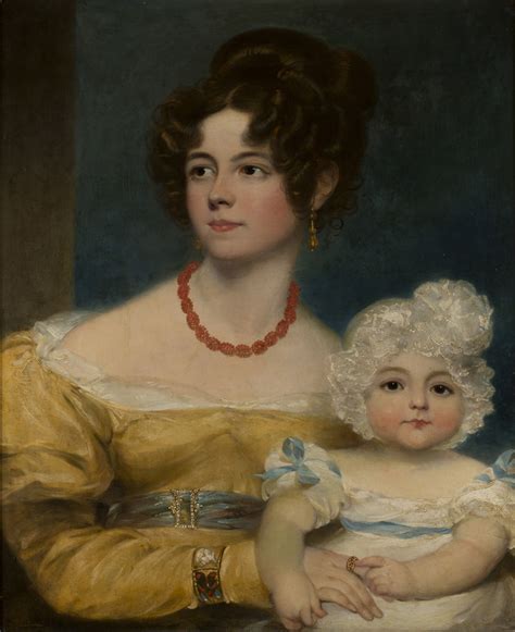 Circle Of Thomas Lawrence Half Length Portrait Of A Mother And Child