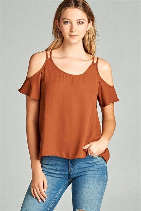 Burnt Orange Open Shoulder Short Sleeve Top Longhorn Fashions Burnt