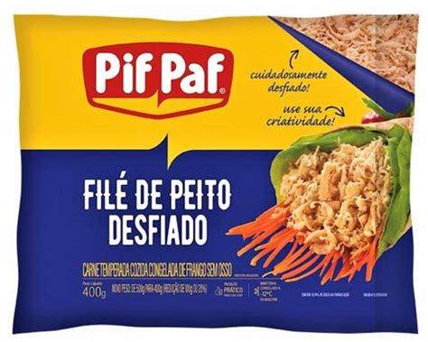 FILÉ DE PEITO DE FRANGO DESFIADO CONGELADO PIF PAF PACOTE 400G