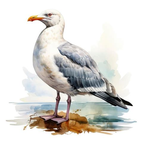 Premium Ai Image Watercolor Seagull Isolated On White Background