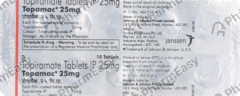 Topamac Mg Tablet Uses Side Effects Price Dosage Pharmeasy