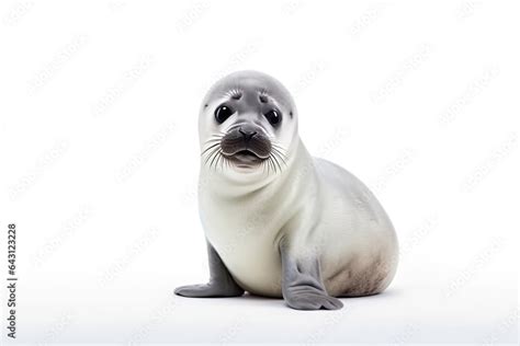 Cute Baby Seal On White Background. Сoncept Adorable Animal Photography ...